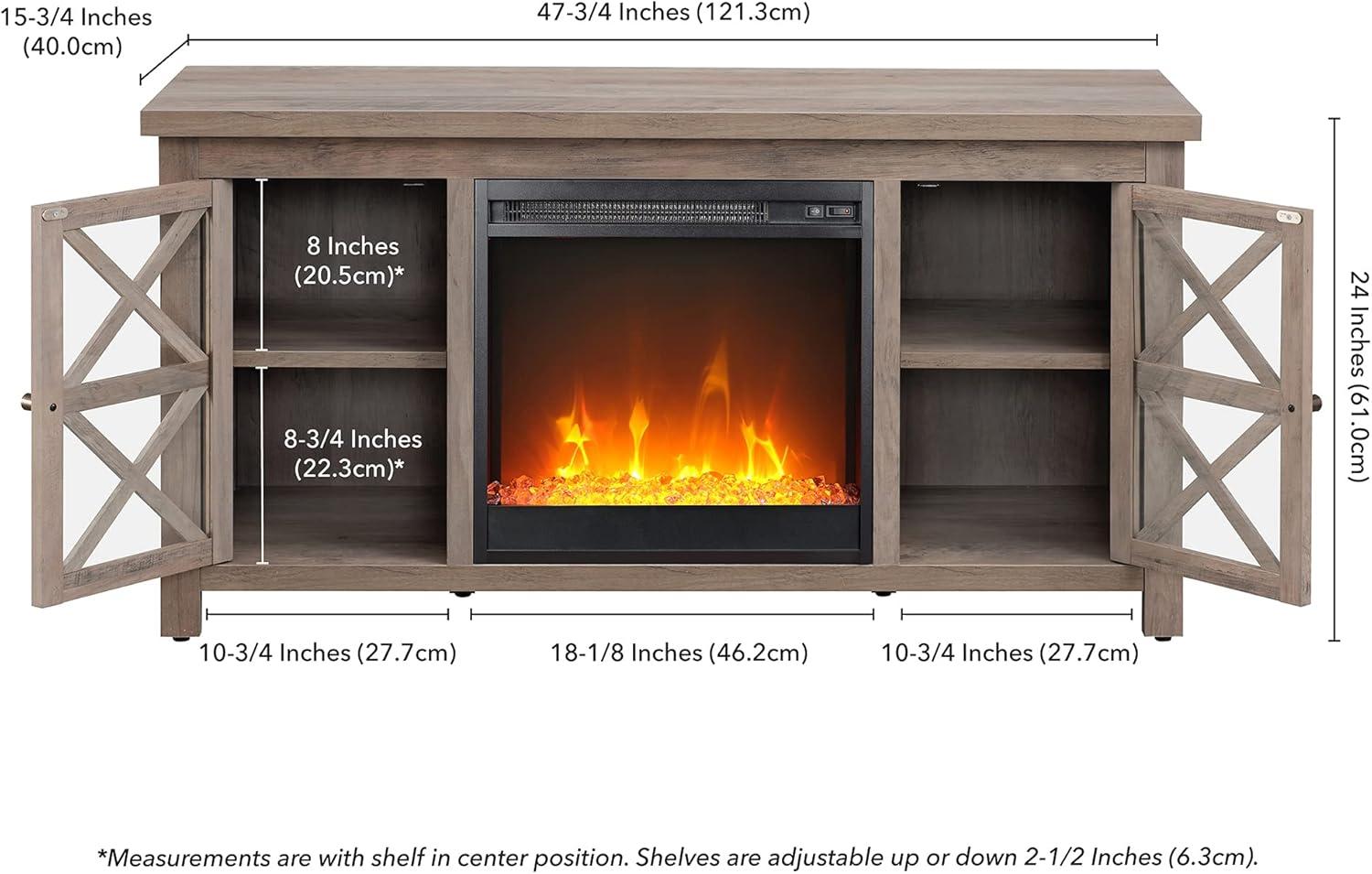 Gray Oak 47'' TV Stand with Electric Fireplace