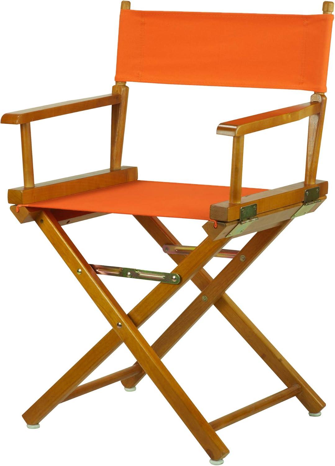 Honey Oak Wood Director's Chair with Tangerine Canvas