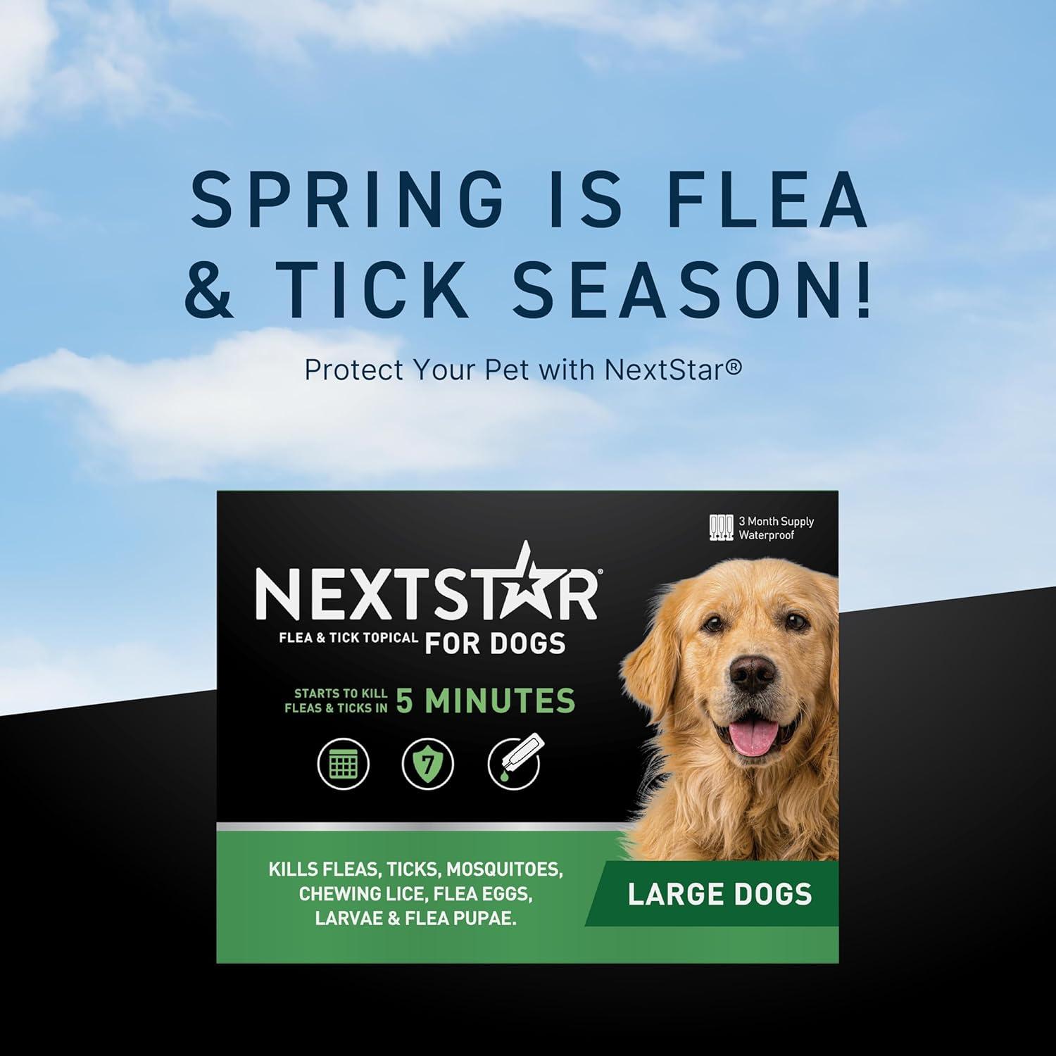 NEXTSTAR Flea & Tick Topical Prevention for Dogs 45-88 lbs, 1-Month Supply