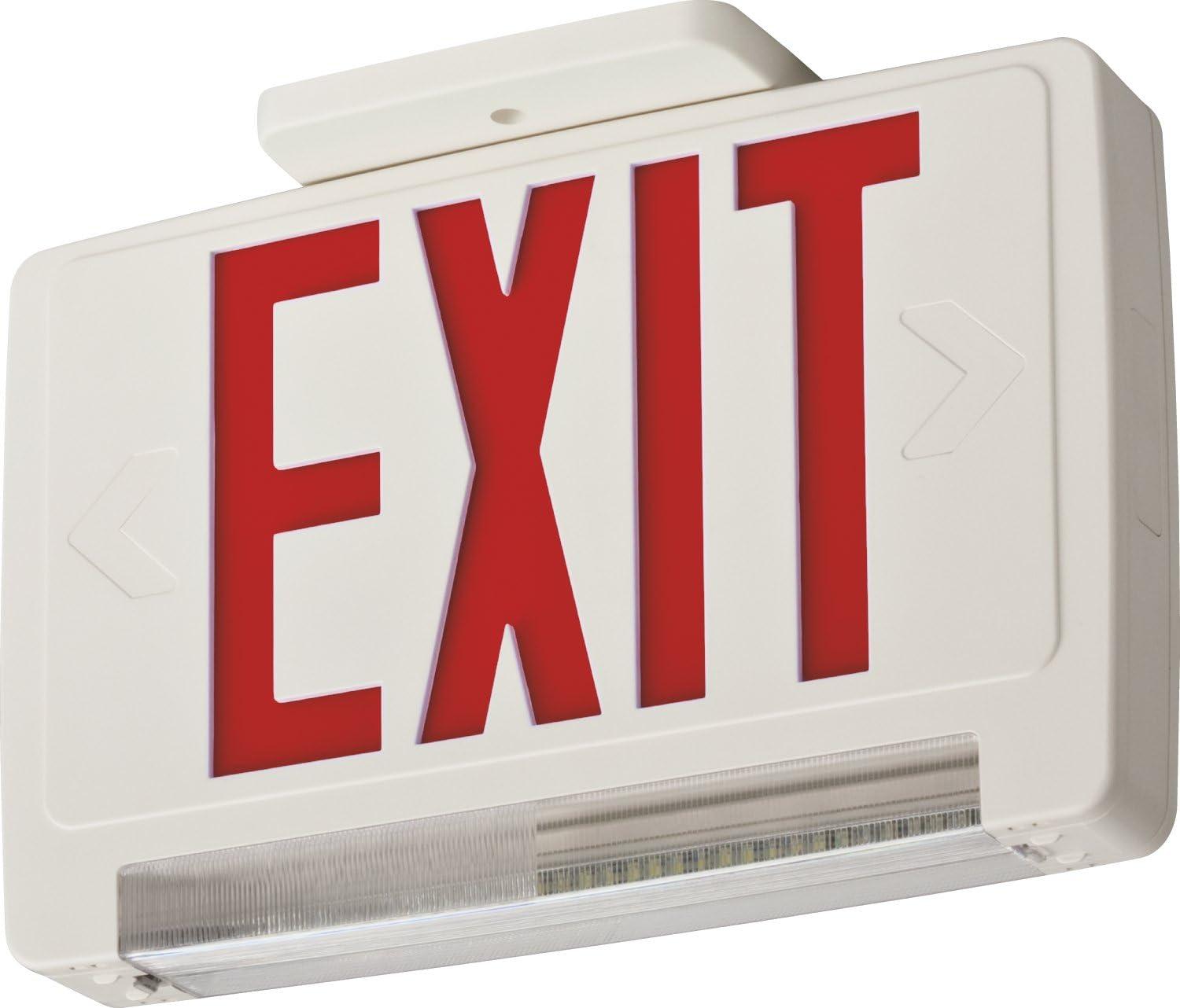 White and Red LED Ceiling Mount Exit Sign