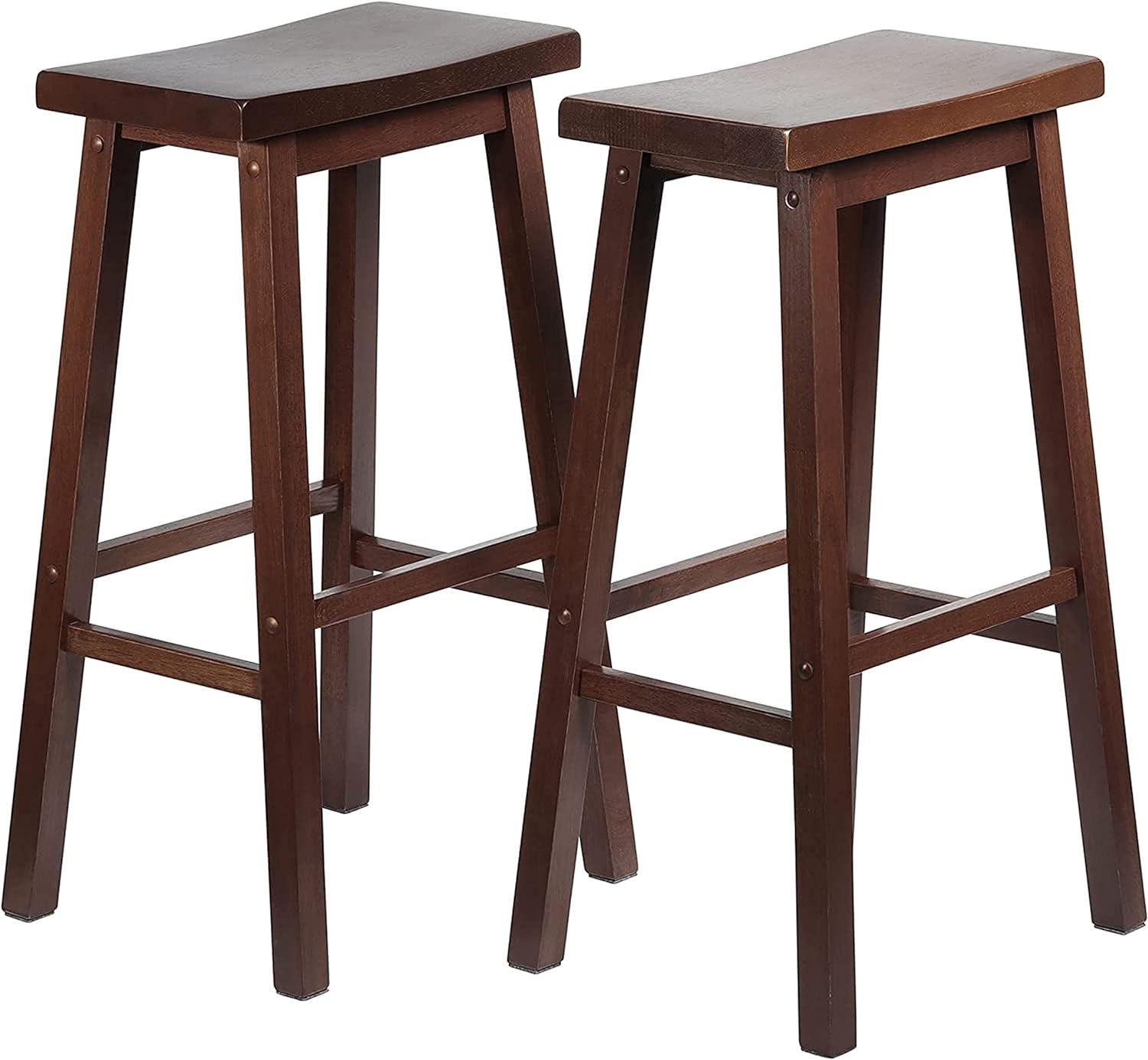 Adjustable Black Wood Backless Saddle Style Stool