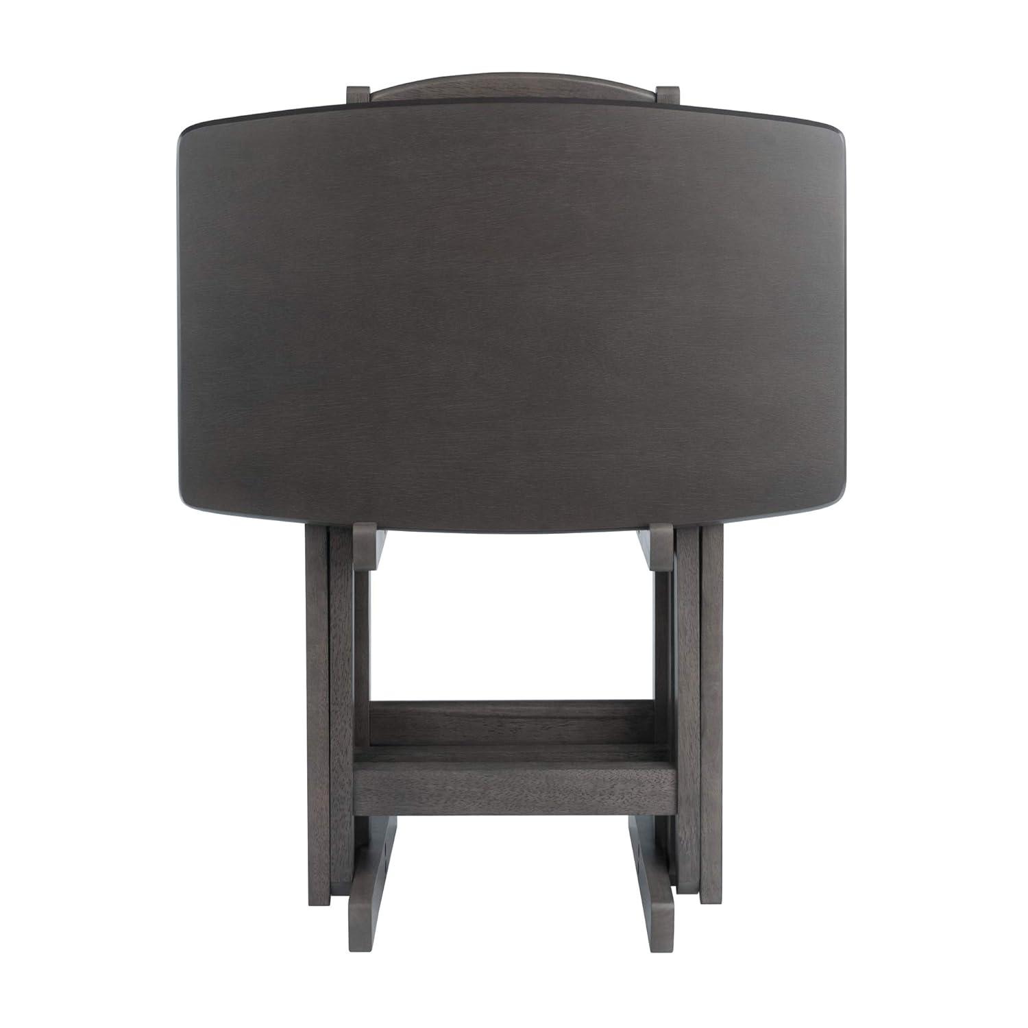 5pc Set Dorian Snack Tables Oyster Gray - Winsome: Portable, Oversized Tops, Storage Stand
