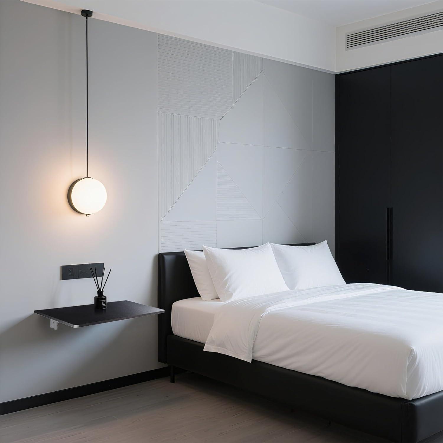 Yescom Wall Mounted Floating Folding Computer Desk 23 5/8" x 15 3/4" 66lbs Weight Capacity Black