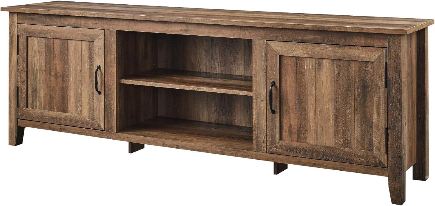 Rustic Oak Modern Farmhouse 70" TV Stand with Grooved Doors