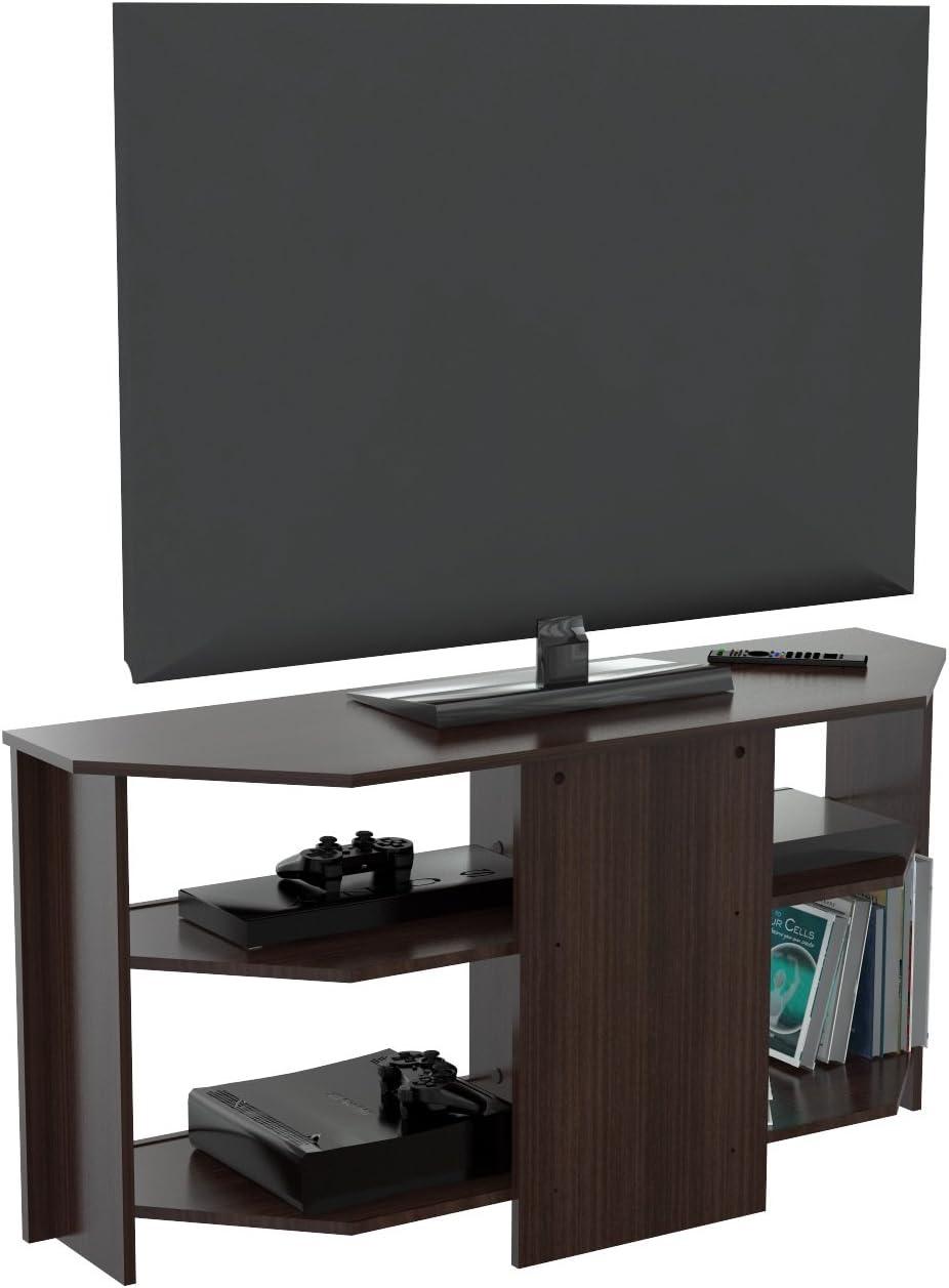 Espresso Melamine Corner TV Stand with Cabinet for 60" TVs