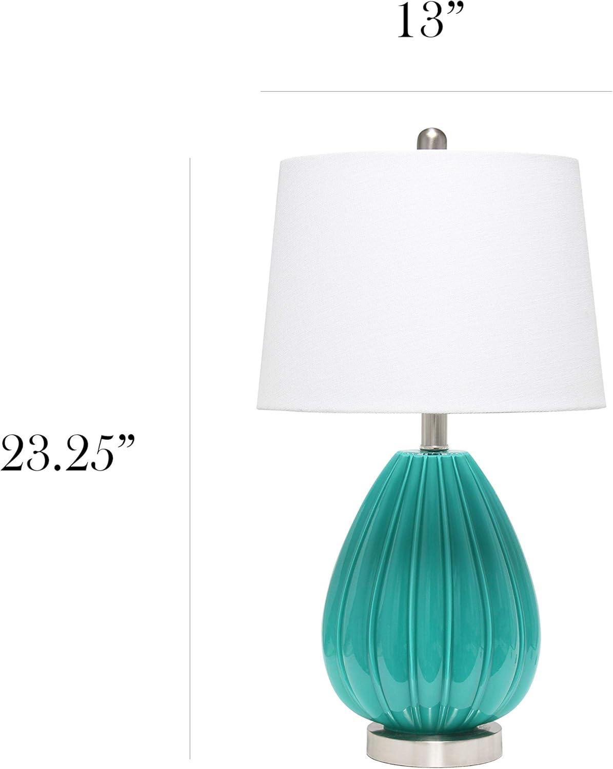 Elegant Designs Modern Creased Table Lamp with Fabric Shade - Teal