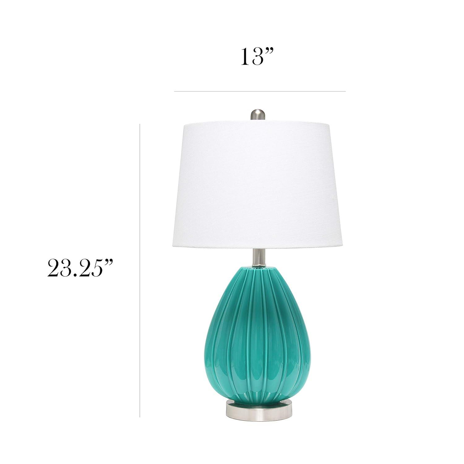 Elegant Designs Modern Creased Table Lamp with Fabric Shade - Teal