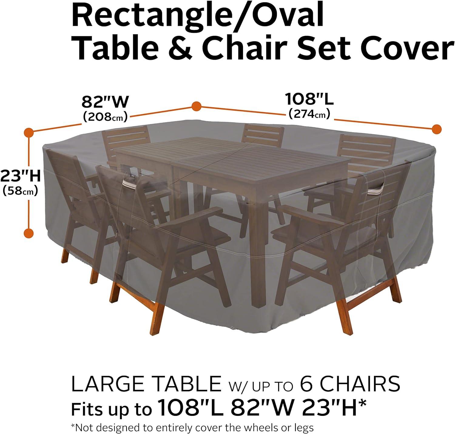 Classic Accessories Water-Resistant 108" x 82" x 23" Oval Patio Table & Chair Set Cover