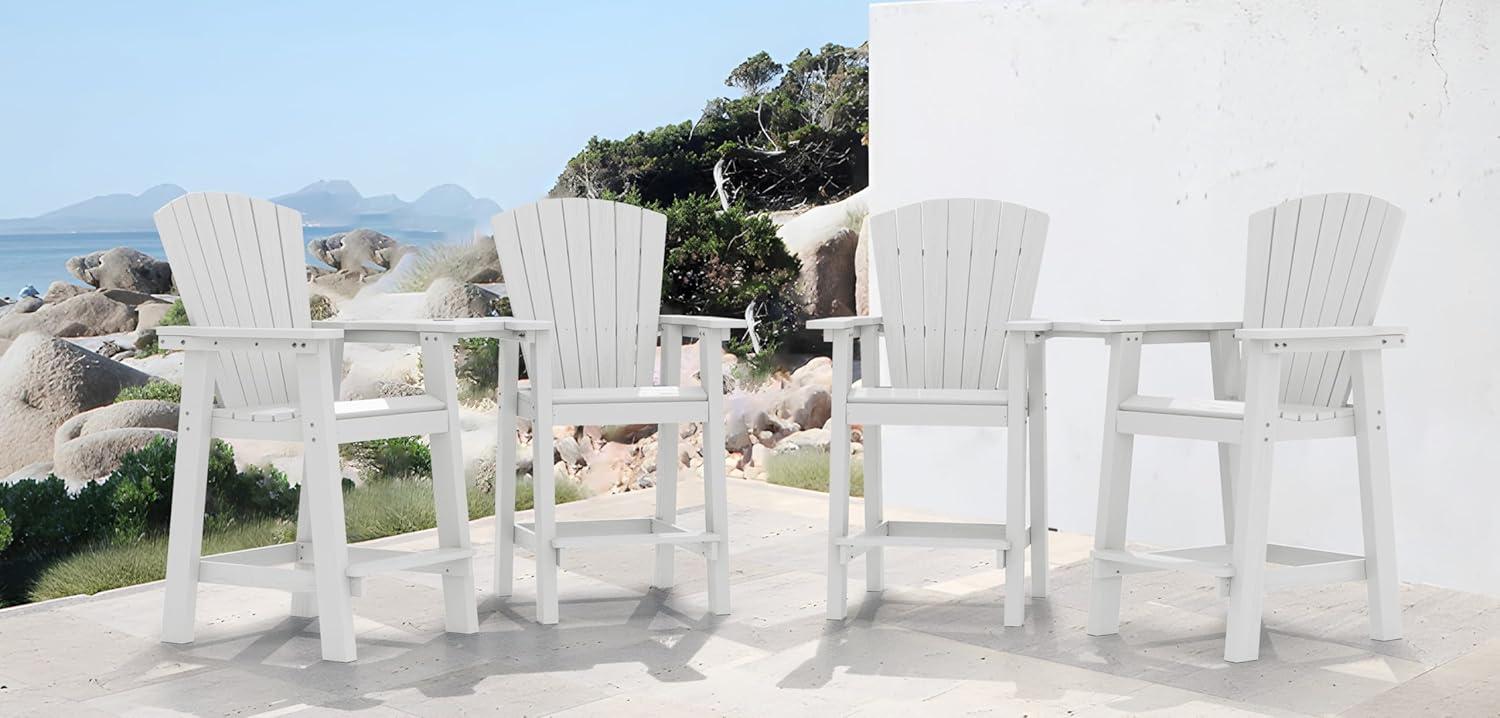 JUSTLET Tall Plastic Adirondack Chair Set of 2 W/ Outdoor Barstools and Connecting Tray, Brown