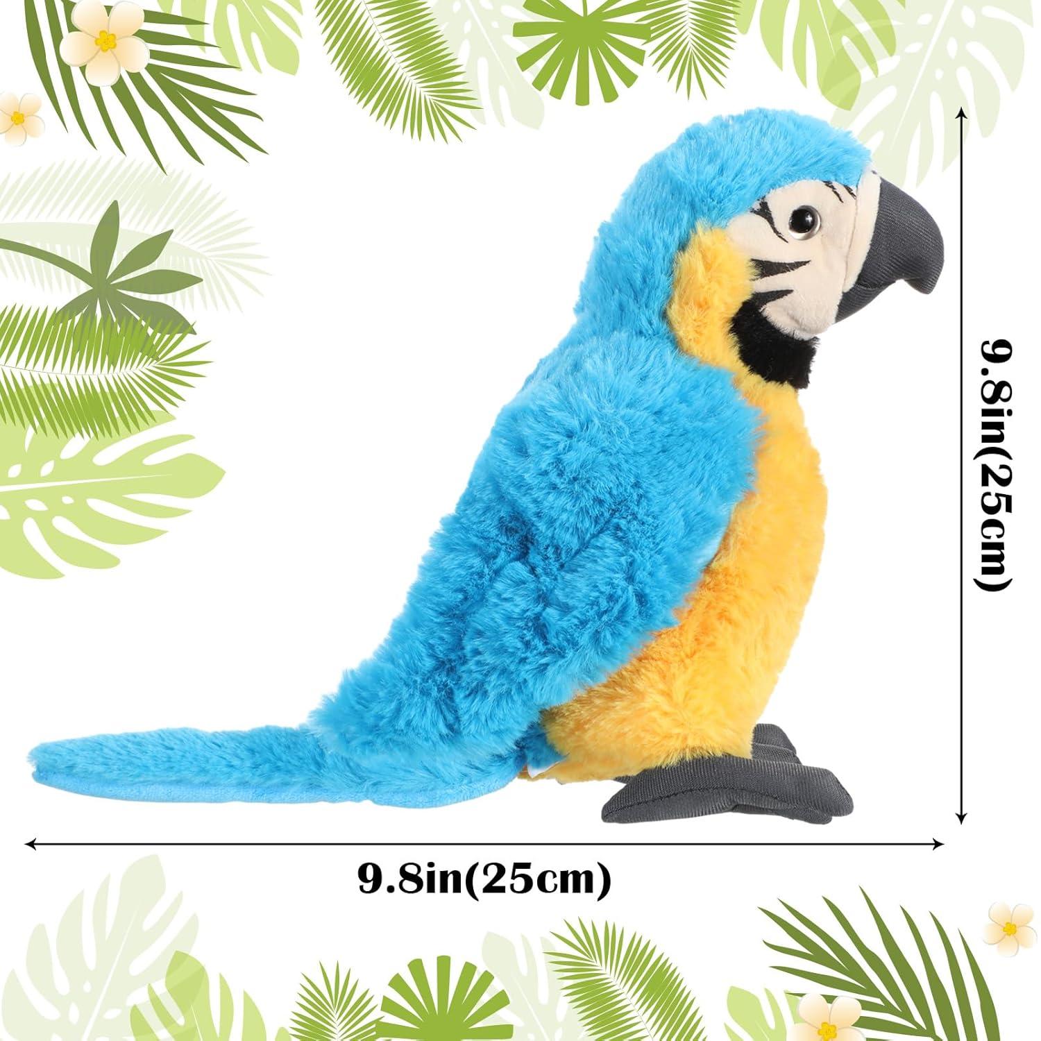 Coollooc The Petting Zoo Macaw Stuffed Animal, Gifts for Kids, Wild Zoo Animals, Blue Macaw Parrot Plush Toy 9.8 inches