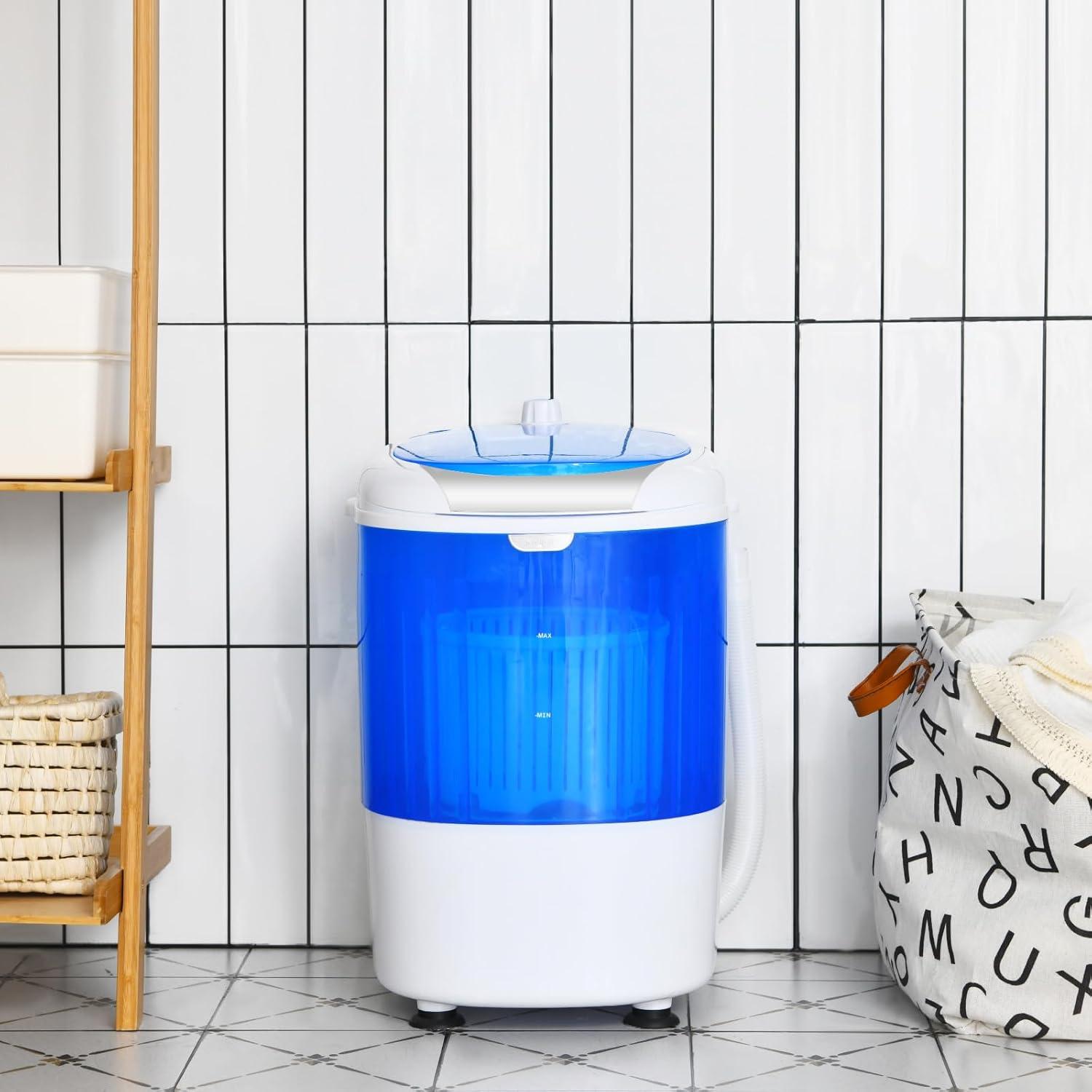 Costway 5.5lbs Portable Mini Compact Washing Machine Electric Laundry Spin Washer Dryer Blue