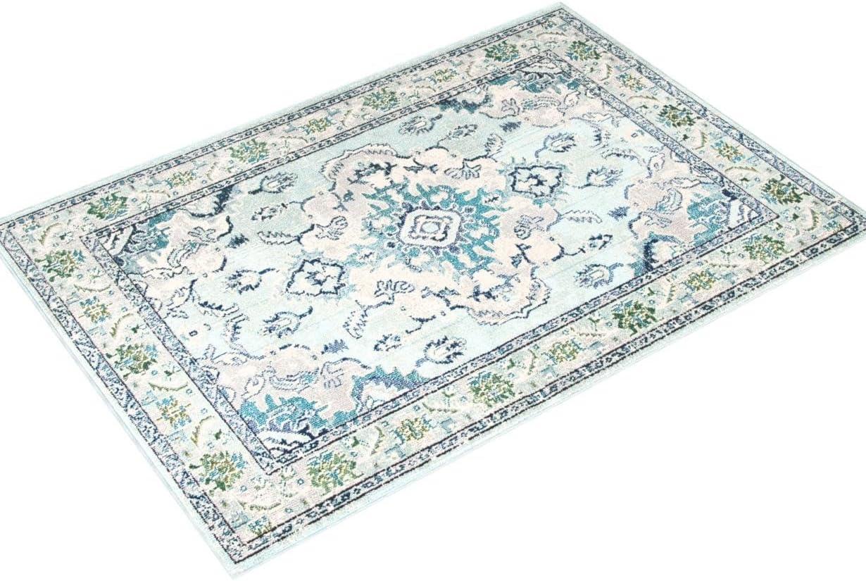 Monaco MNC243 Power Loomed Indoor Area Rug - Light Blue/Ivory - 8'x10' - Safavieh