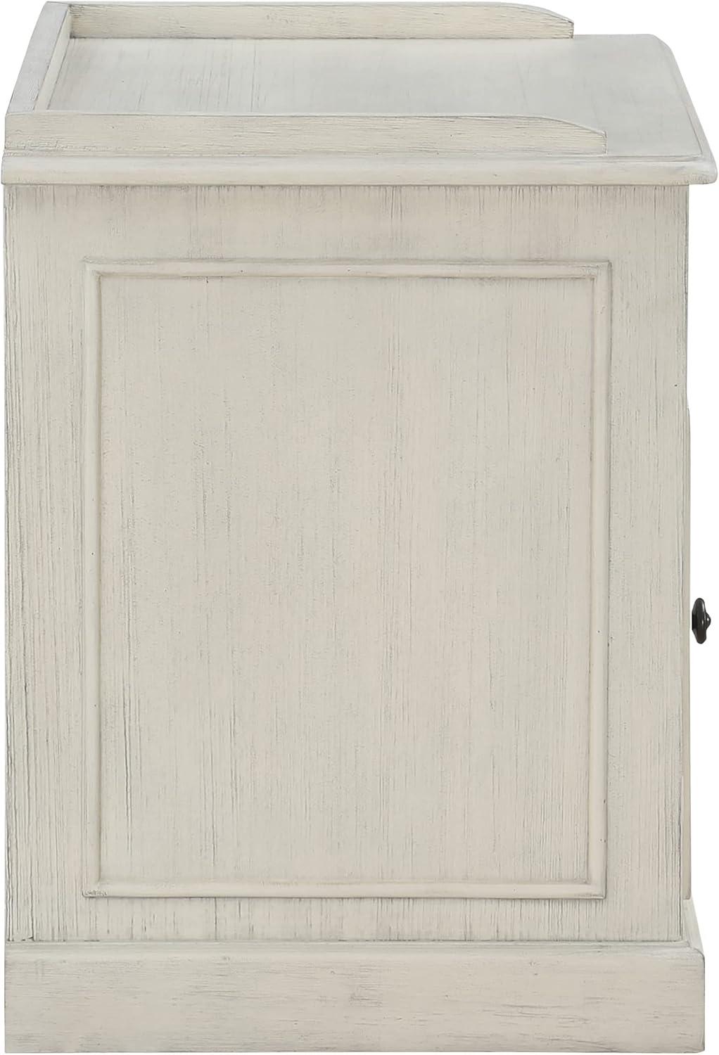 Antique White Wood Lateral File Cabinet with Top Shelf