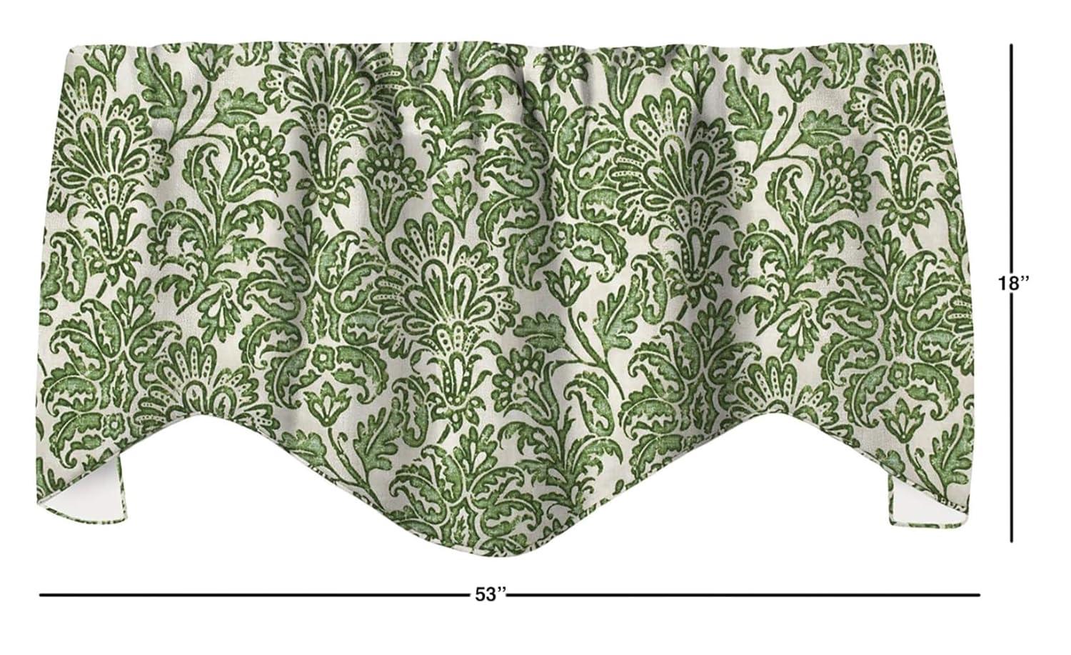 Valances for Kitchen Curtains, Living Room Window Treatments Made in USA with Tommy Bahama Fabric, Swag Green Batik, Rod Pocket 53" x 18"