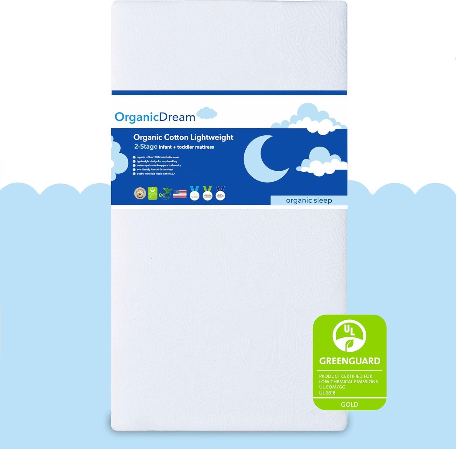 Organic Dream Greenguard Gold Certified 2 Stage Standard Crib/Toddler Rectangle Mattress