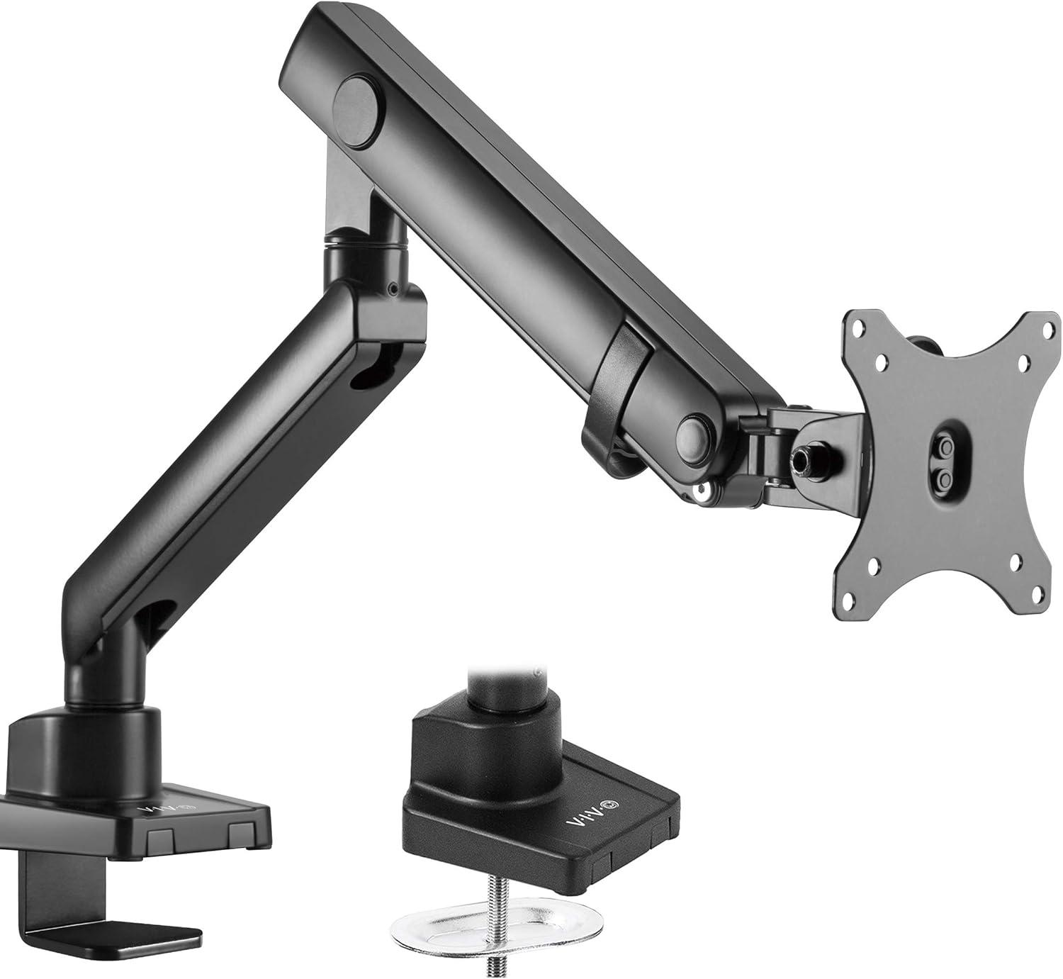 Black Aluminum Full Motion Single Monitor Desk Mount