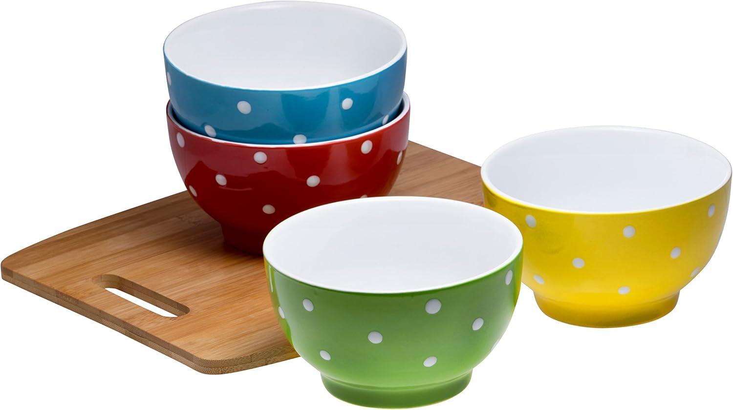 Bruntmor - Polka Dot Colorful Decorative Everyday Porcelain Ceramic Dinner