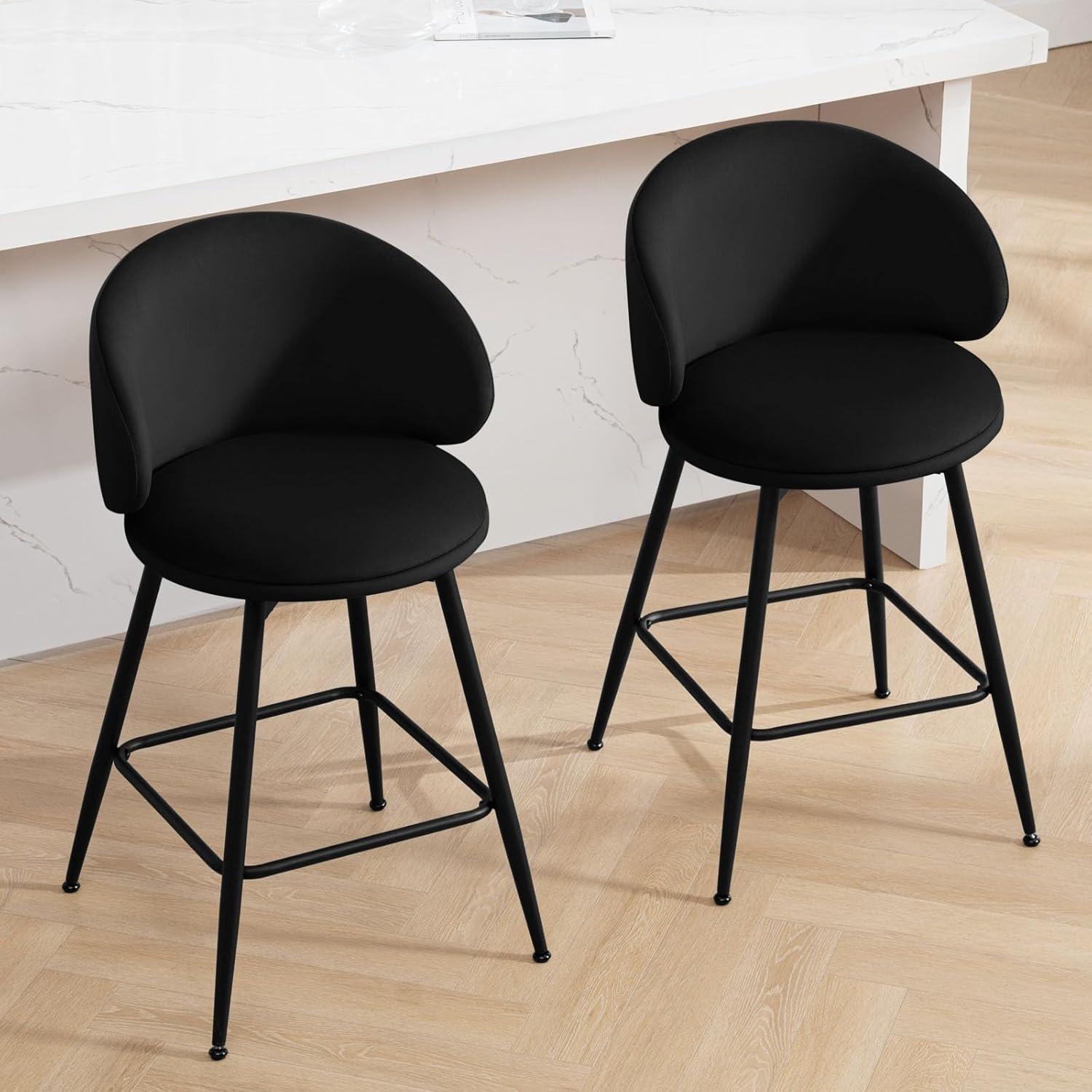 Corrigan Studio® Swivel Upholstered Counter Height Bar Stools (Set of 2)