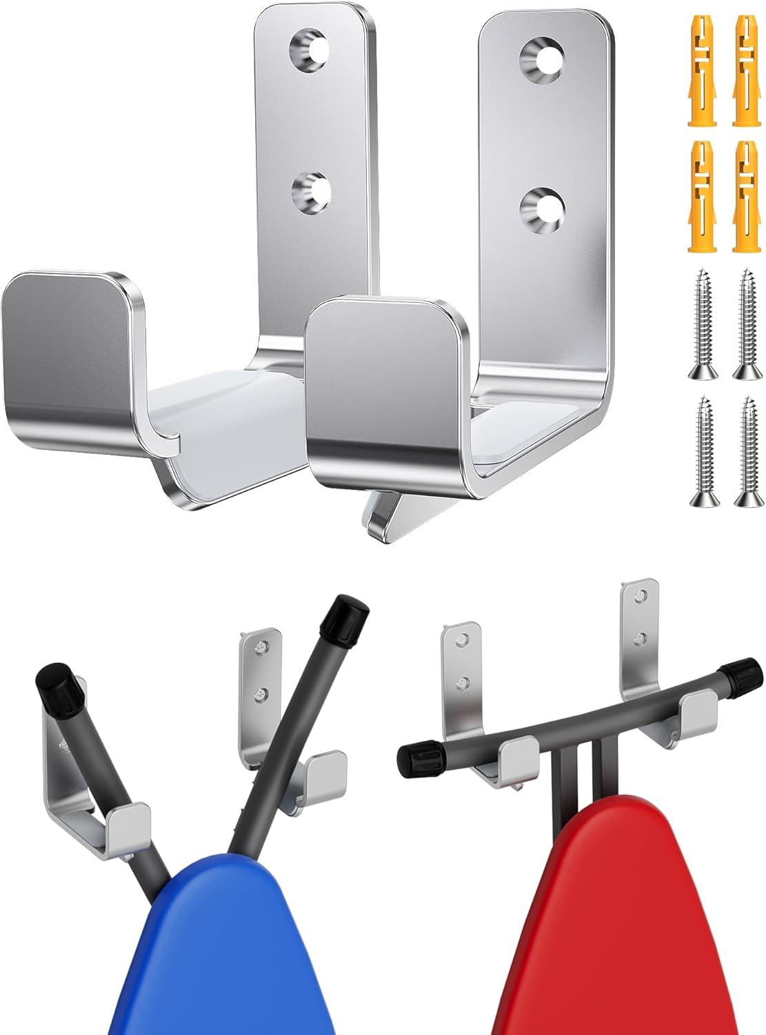 Ironing Board Holder Hanger Wall Mount, 304 Stainless Steel Ironing Board Hanger, Y T Leg Heavy Duty Iron Board Holder Hook for Laundry Room, Silver