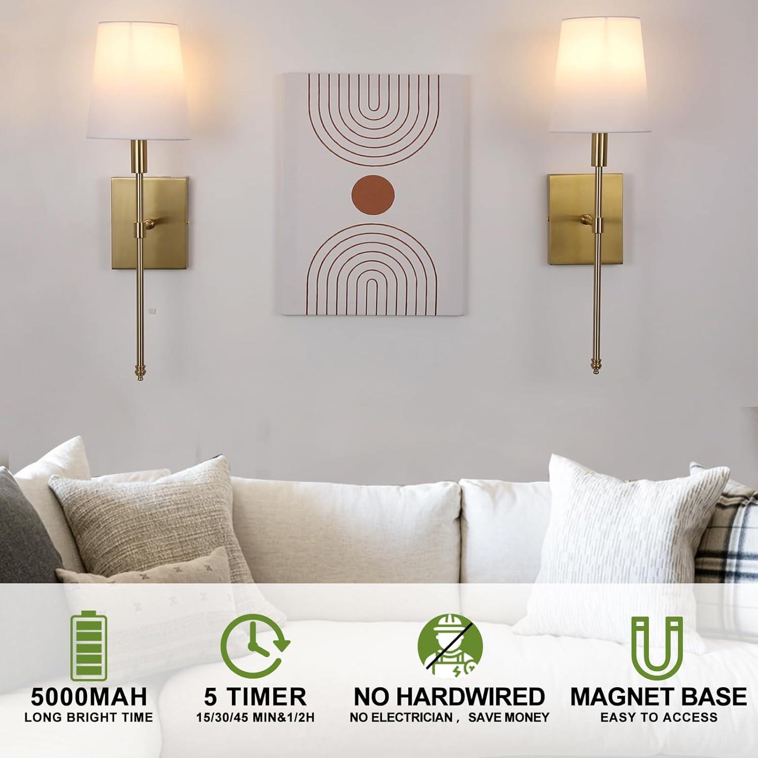 Battery Operated Black Wall Sconce Set Of 2,not Hardwired Fixture Wireless Wall Light ,dimmable Picture Sconces Cordless ,Easy To Install Battery Powered Lamp,for Bedroom, Lounge, Farmhouse Gallery