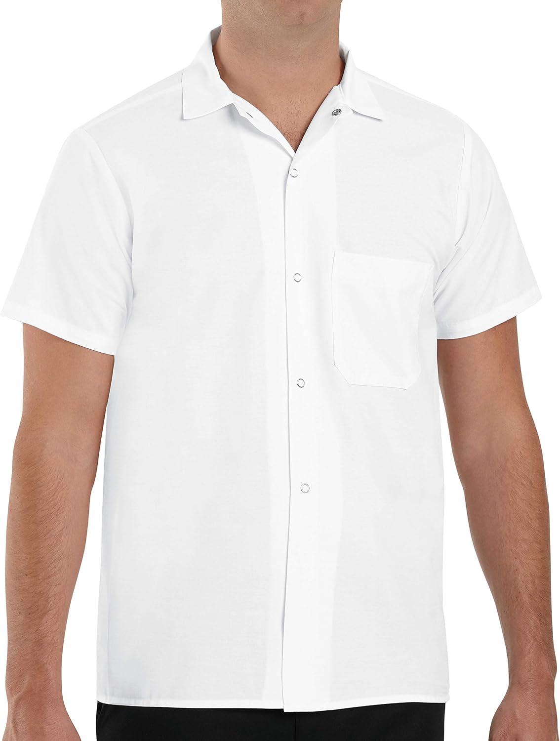 Men's White Poly/Cotton Snap Front Cook Shirt