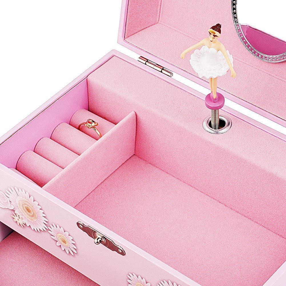 Pink Ballerina Musical Jewelry Box with Necklace and Bracelet