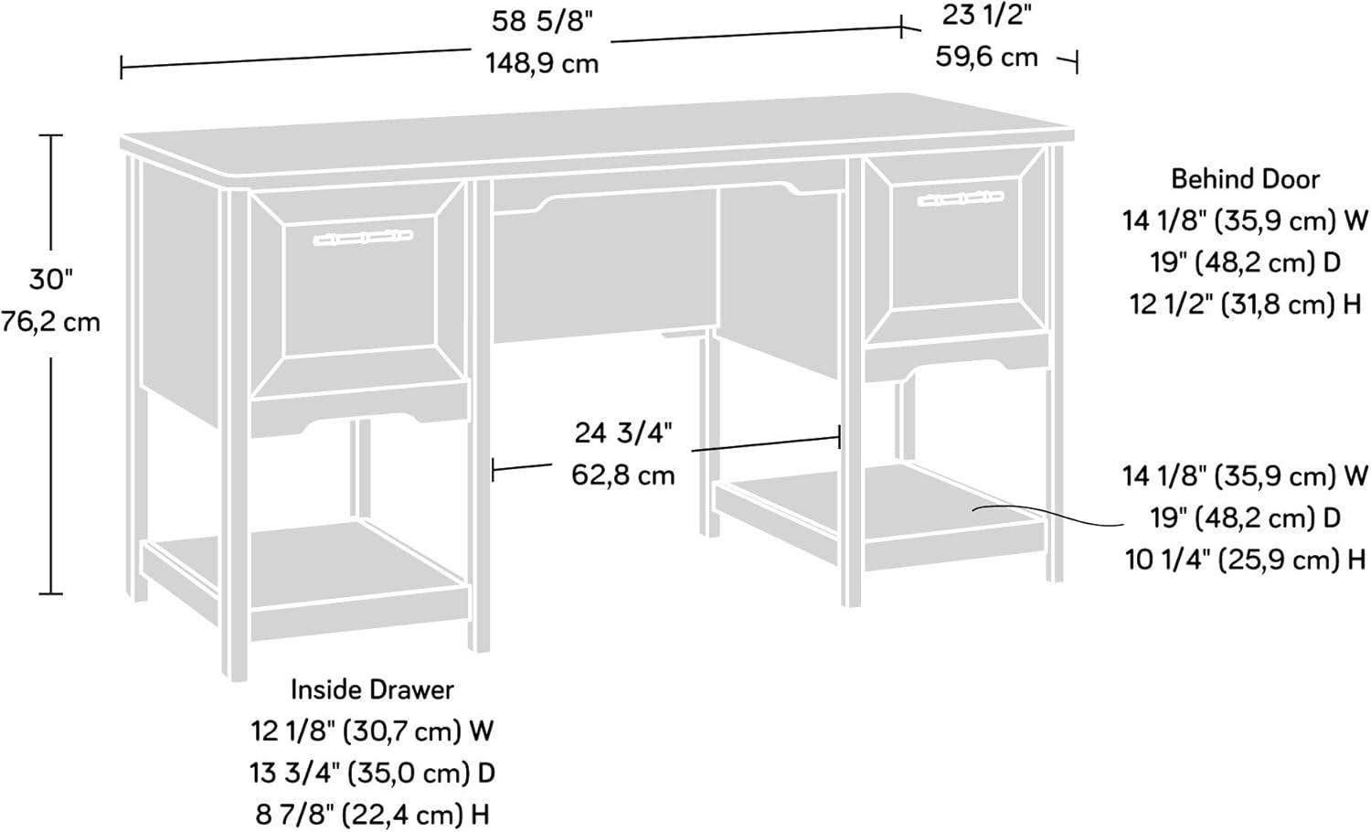 Sindoori Mango Wood Desk with Drawers and Filing Cabinet