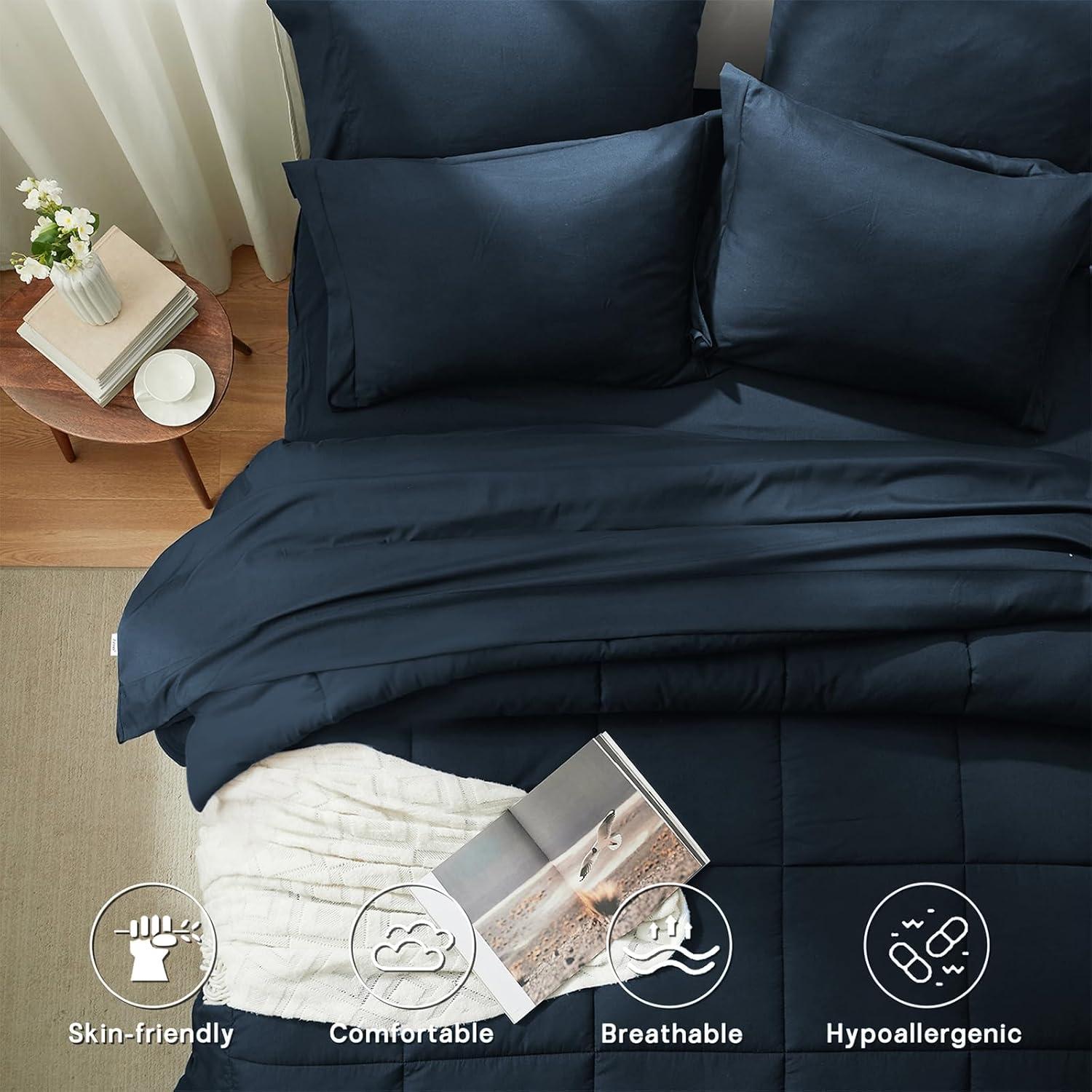 Sweet Home Collection All Season Bed-in-A-Bag 5pc/7pc Solid Color Comforter & Sheet Set Ultra Soft Bedding by Sweet Home Collection