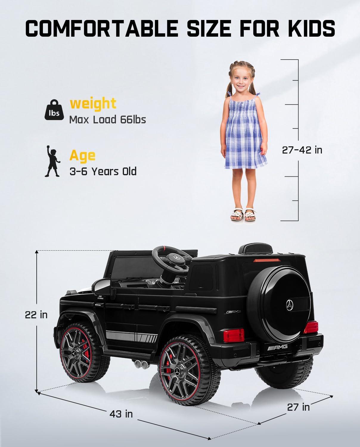 Black 12V Licensed Mercedes-Benz G63 Kids Ride-On SUV