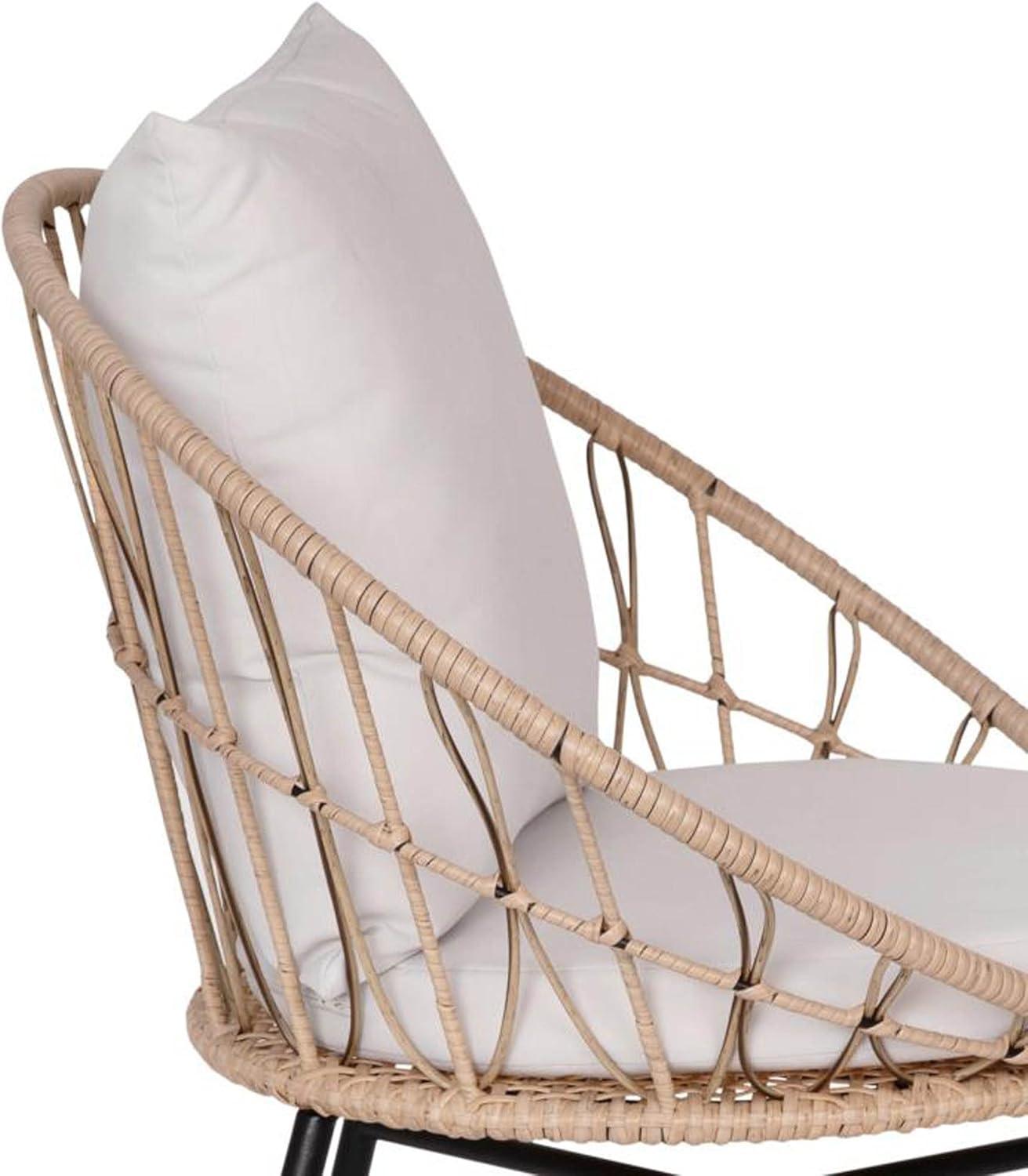 Flash Furniture Devon Set of 2 Indoor/Outdoor Modern Papasan Style Rattan Rope Patio Chairs, PE Rattan with Cushions