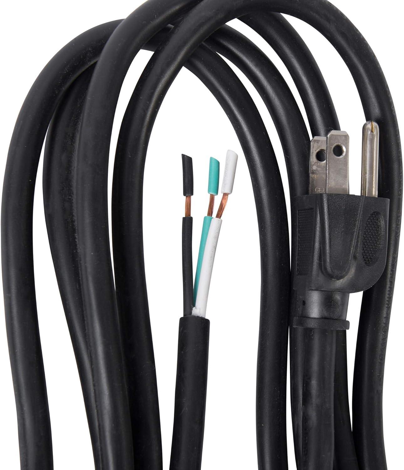 Power Supply Cord SJTW Black 6ft 16/3 15A Straight Plug
