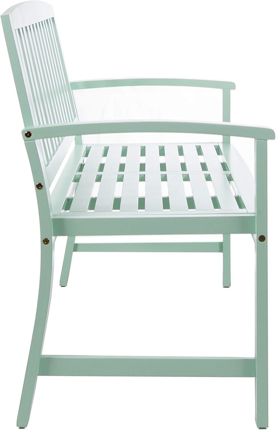 GDF Studio Rubie Outdoor Acacia Wood Bench, Light Mint