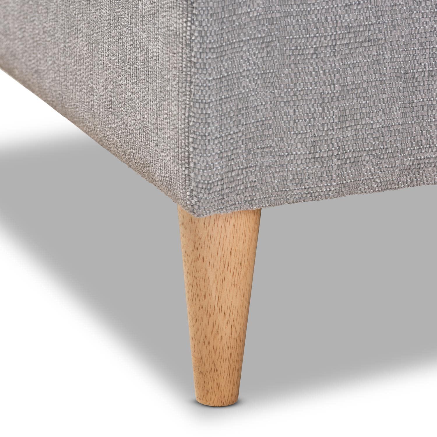 Baxton Studio Emeline Modern and Contemporary Grey Fabric Upholstered Oak Finished Chaise Lounge