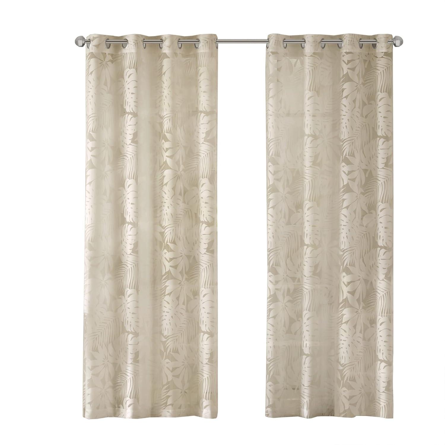 Madison Park Leilani Palm Leaf Burnout Window Sheer