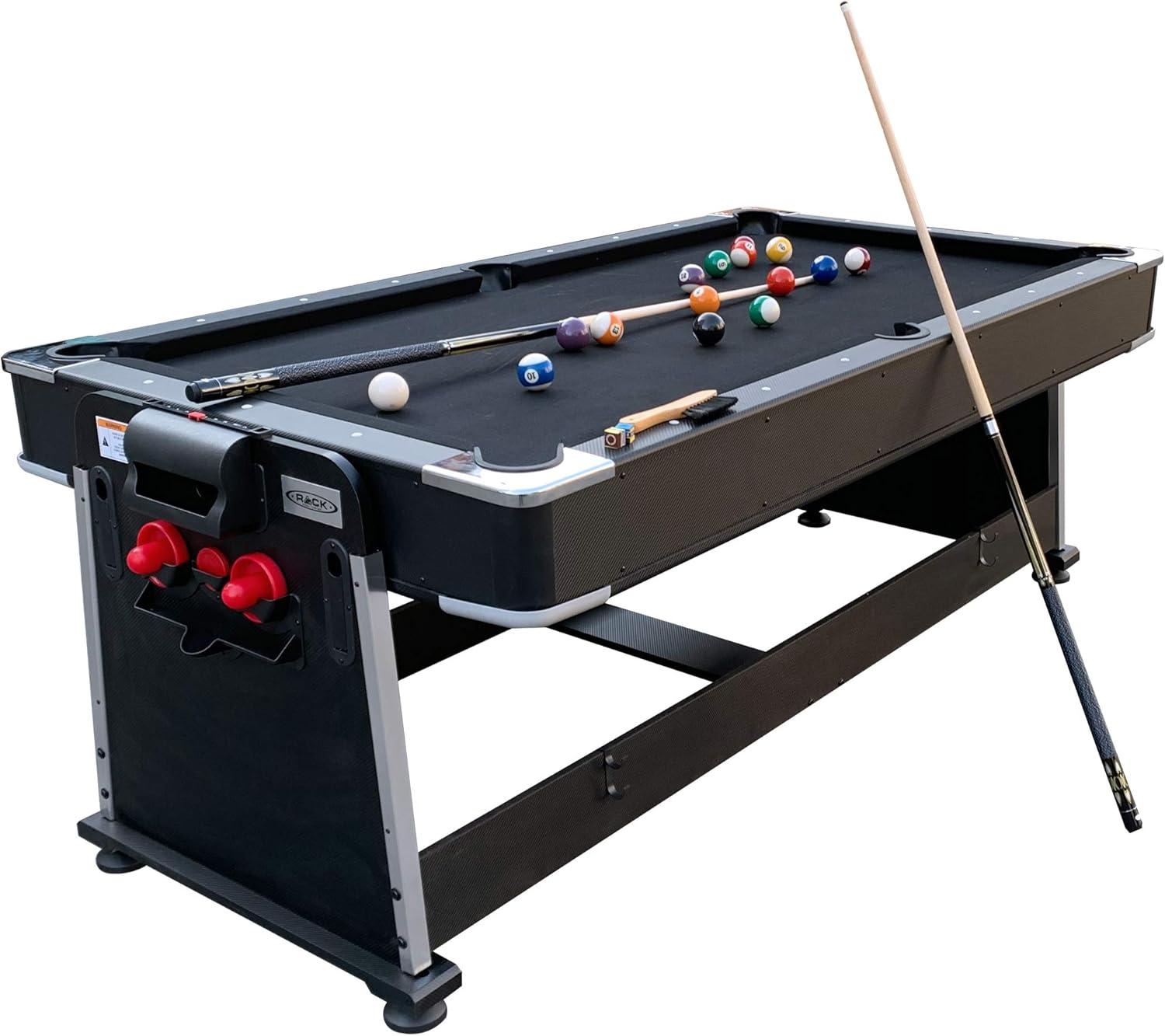 RACK Triad 7-Foot 3-in-1 Multi Game Swivel Billiard/Pool Table(Black)