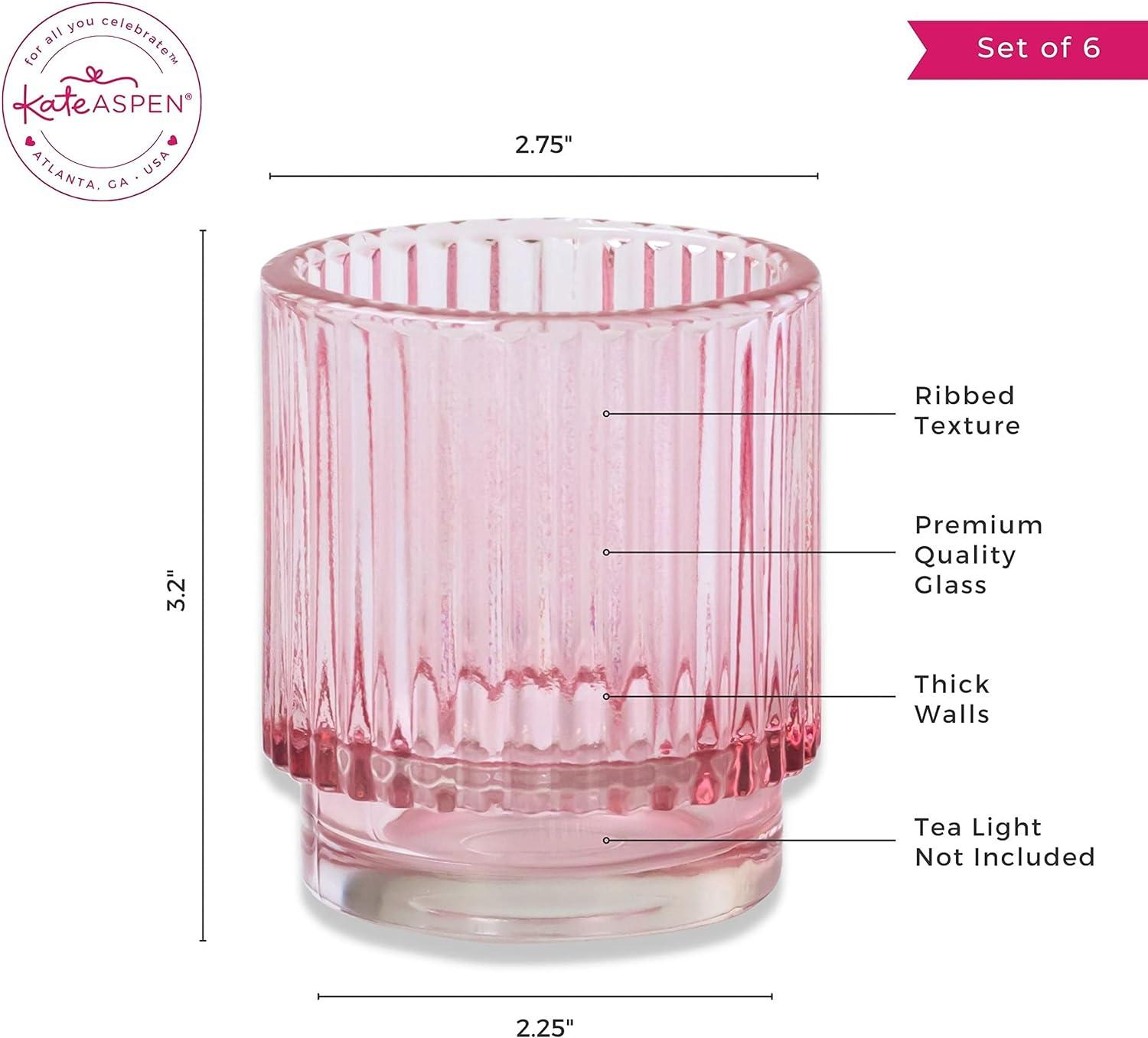 Ribbed Glass Votive Candle Holder (Set of 6)