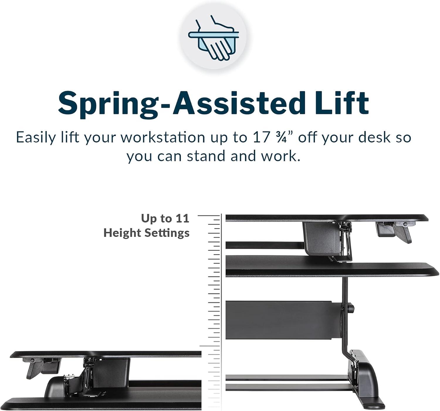 Vari - VariDesk Essential 30 - Two-Tier Standing Desk Converter for Home Office - Adjustable Sit Stand Desk with 11 Height Settings - Standing Desk Riser for Monitor & Accessories - 30" Wide, Black