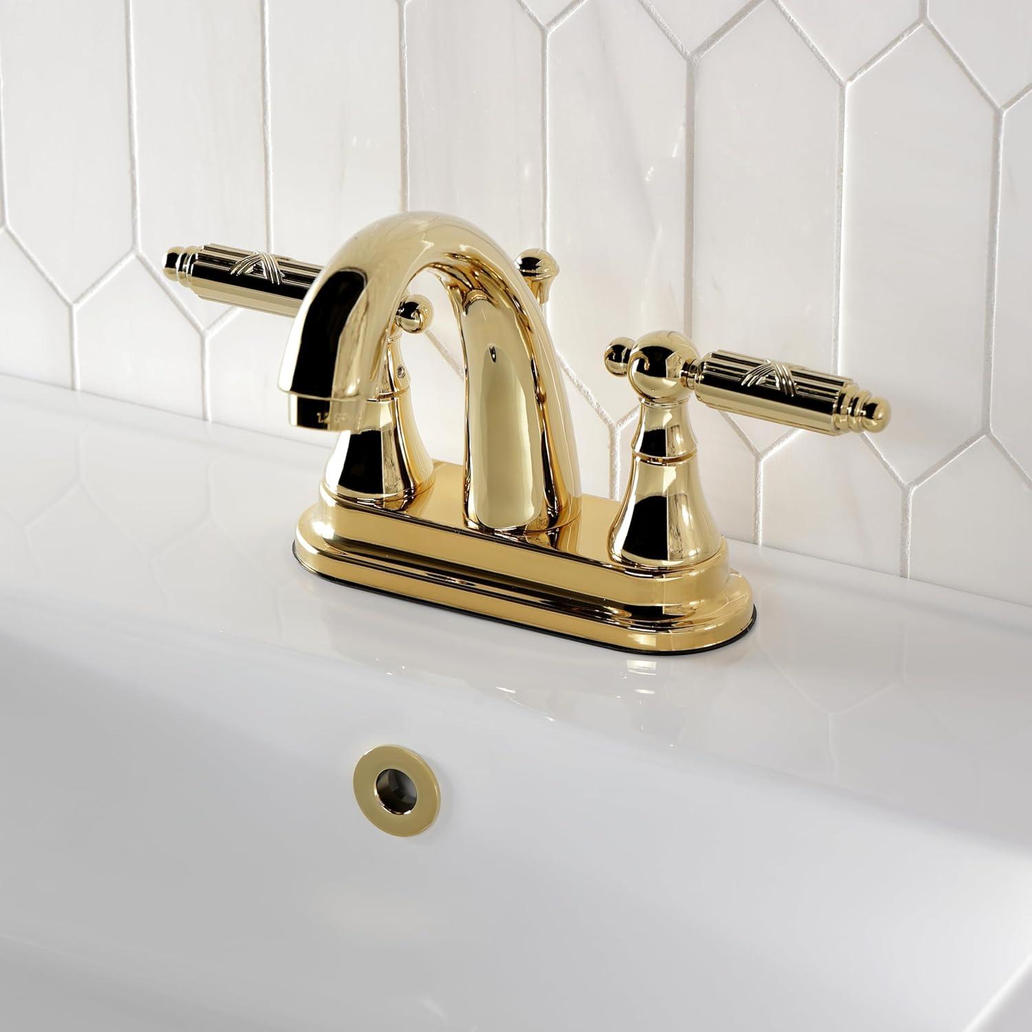 Kingston Brass KS7612GL 4 in. Centerset Bathroom Faucet, Polished Brass