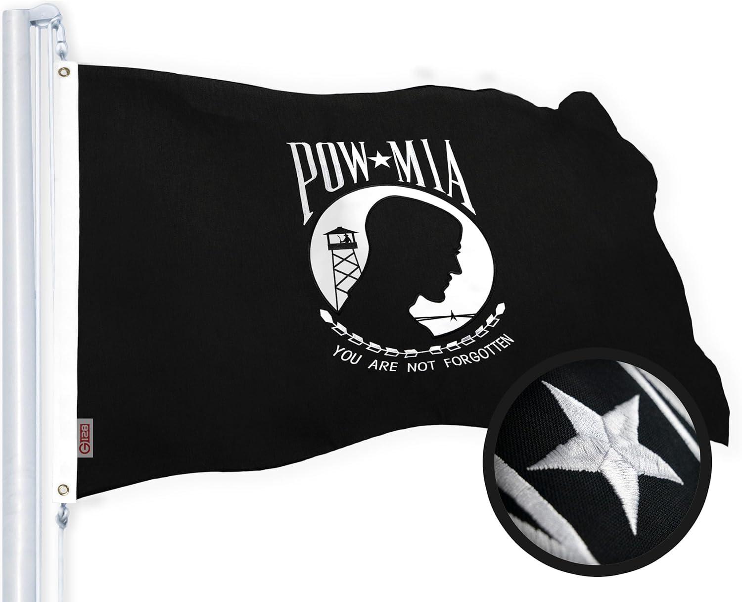 G128 POW MIA Flag Embroidered (3x5 FT Spun Polyester)