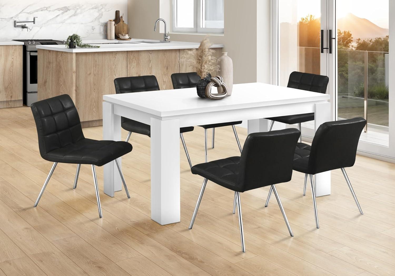 Monarch Specialties Dining Table 60" Rectangular Kitchen Dining Room White Laminate Contemporary Modern