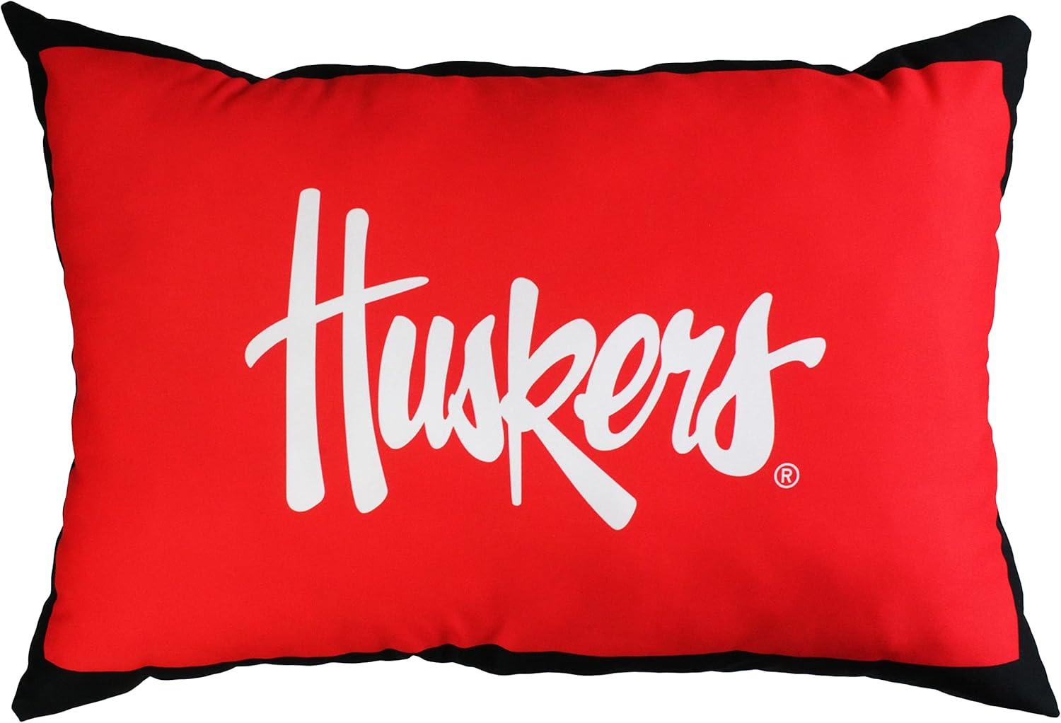 Nebraska Cornhuskers Red Polyester Rectangular Throw Pillow