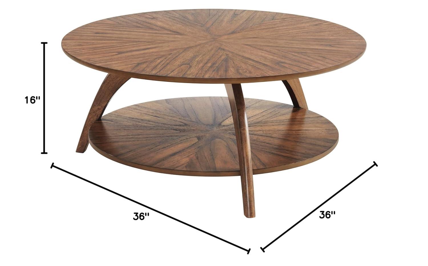 Martin Svensson Home LAX Round Wood Coffee Table in Warm Nutmeg Brown