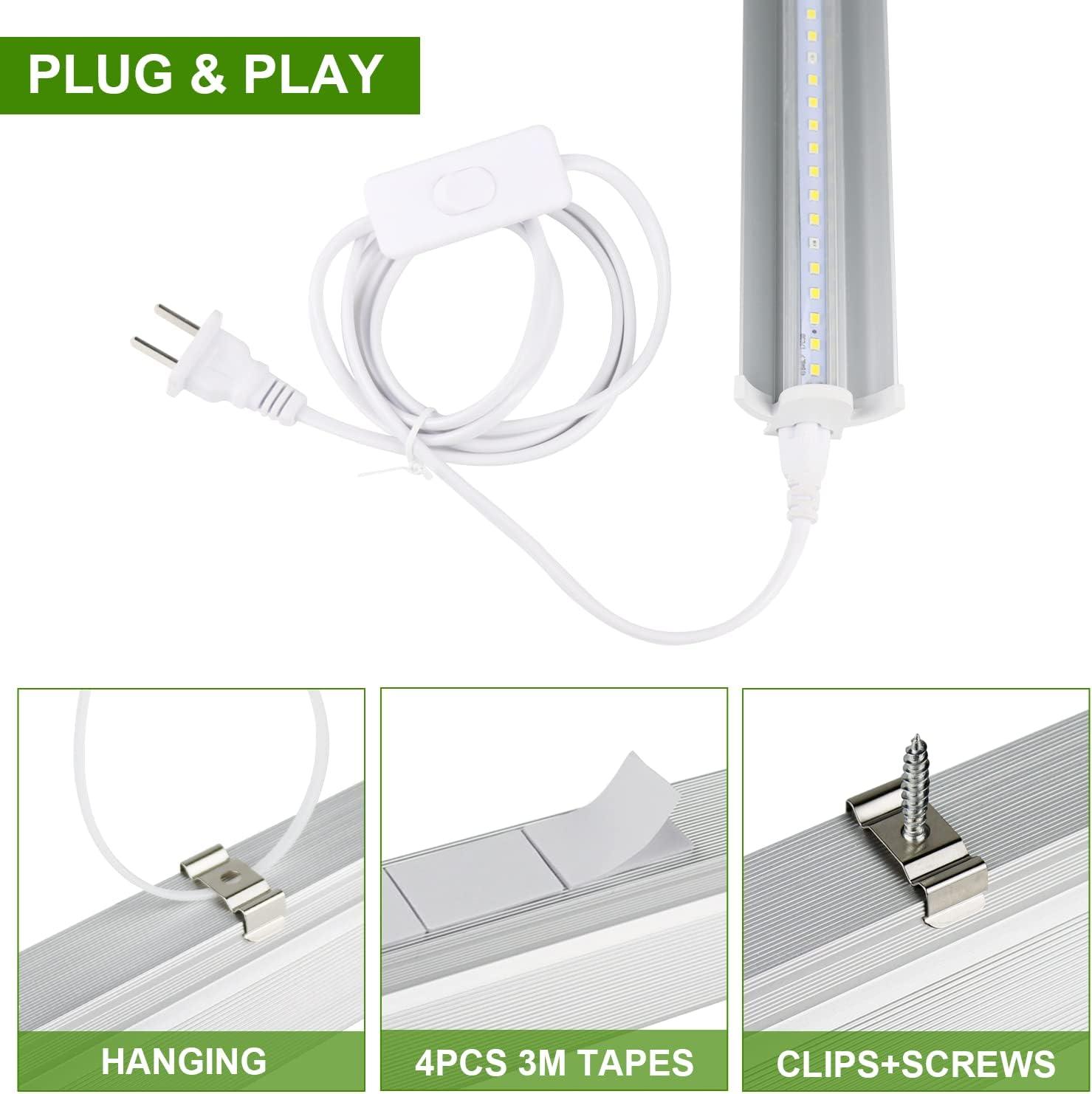 Juhefa LED Plant Grow Light Strips 3500K Full Spectrum White Plant Lamp 40W 90 LEDs / 5 Dimmable Levels for Indoor Plants Grow Hydroponics Succulent