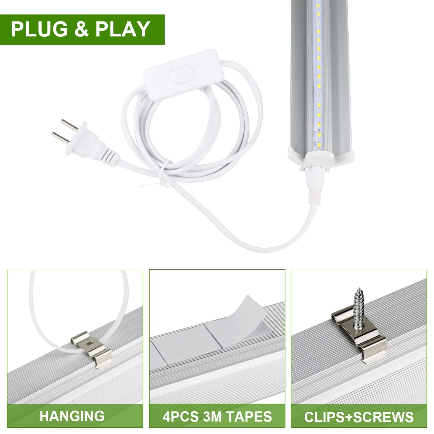 Juhefa LED Plant Grow Light Strips 3500K Full Spectrum White Plant Lamp 40W 90 LEDs / 5 Dimmable Levels for Indoor Plants Grow Hydroponics Succulent