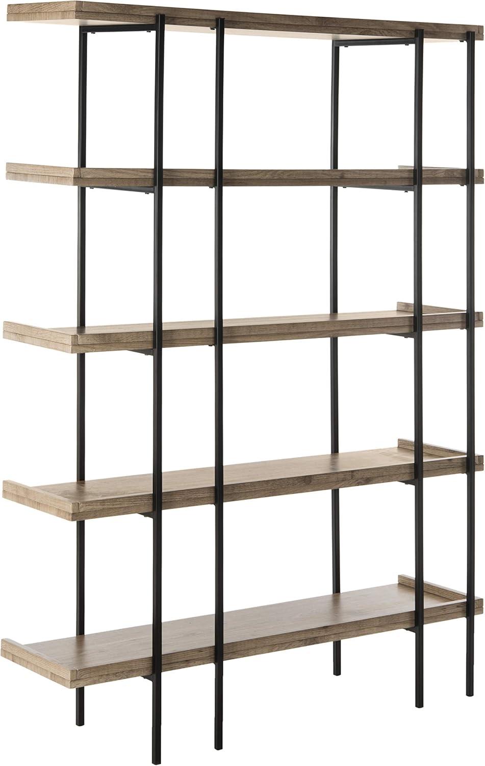 Cecilia Retro Mid Century 5-Tier Wood Etagere - Oak/Black - Safavieh