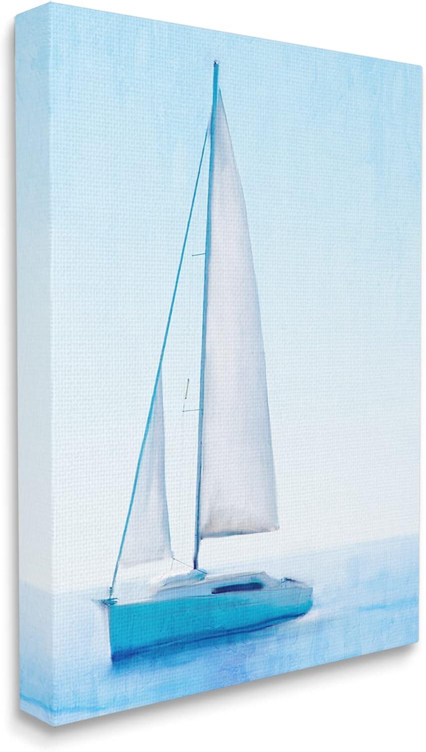 Stupell Industries Sailboat Drifting Blue Ocean Sky Graphic Art Gallery Wrapped Canvas Print Wall Art, Design by Kim Allen