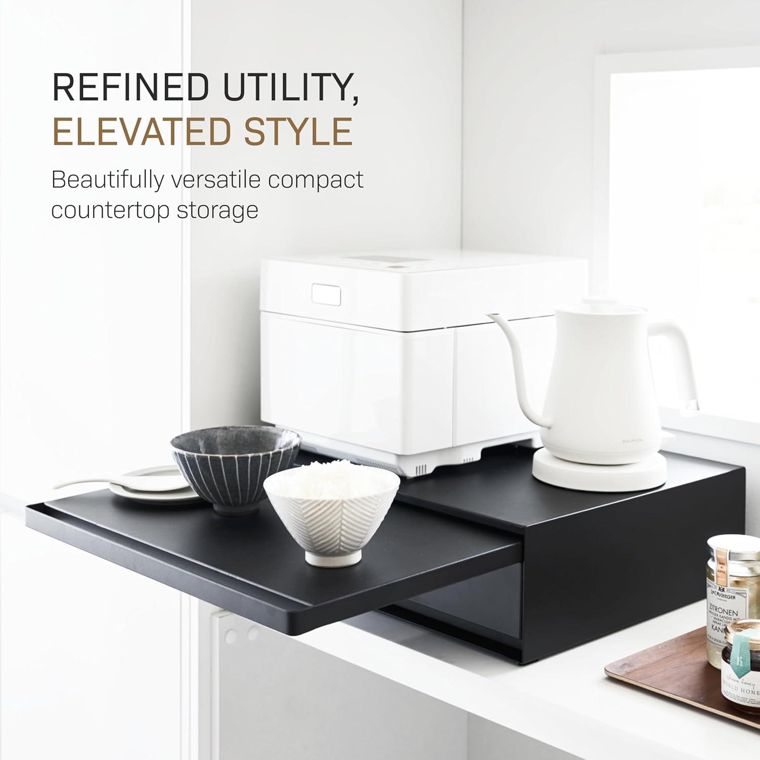 Yamazaki Home Yamazaki Home Countertop Drawer With Pull-Out Shelf, Steel, Holds 37 Lbs