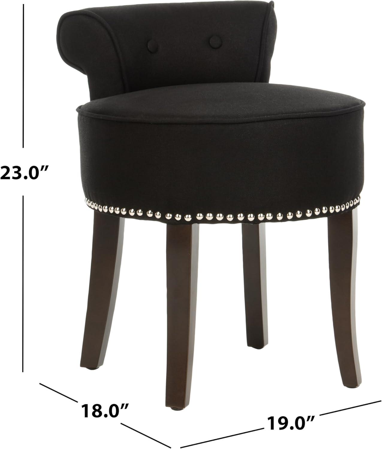 Safavieh Georgia Birch Wood Vanity Stool in Black