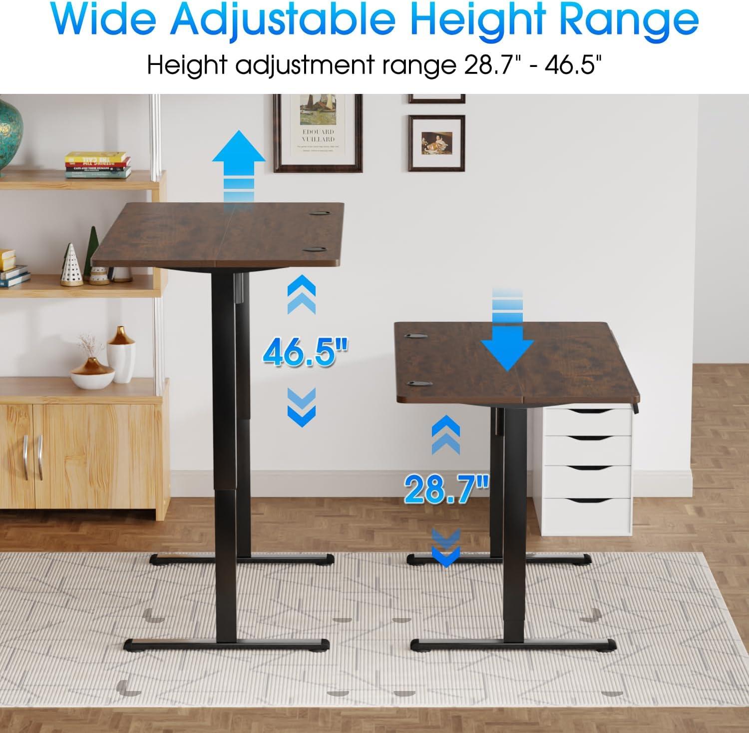 FDW 40/48/55 Adjustable Height Standing Desk Computer Desk with Large Space Office Desk with Electric Lifting and 2 Memory Function