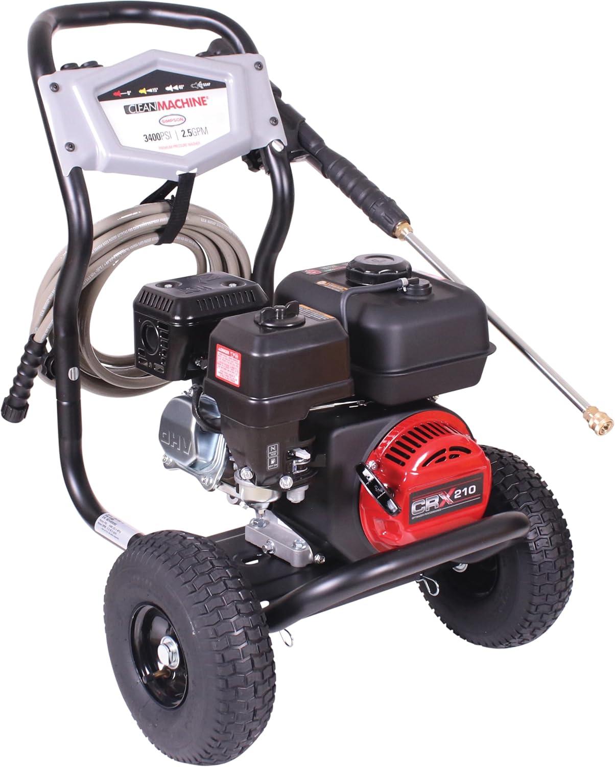 3400 Psi at 2.5 GPM with OEM Technologies™ Axial Cam Pump Cold Water Gas Pressure Washer